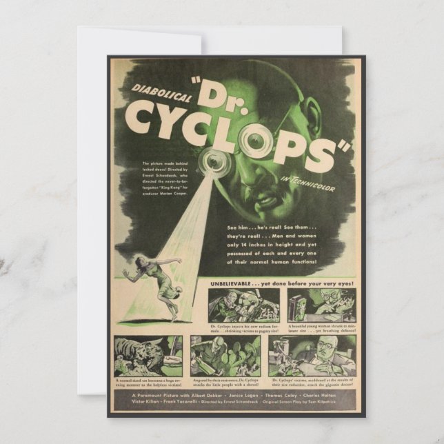 Dr. Cyclops Movie Poster  Invitation (Front)