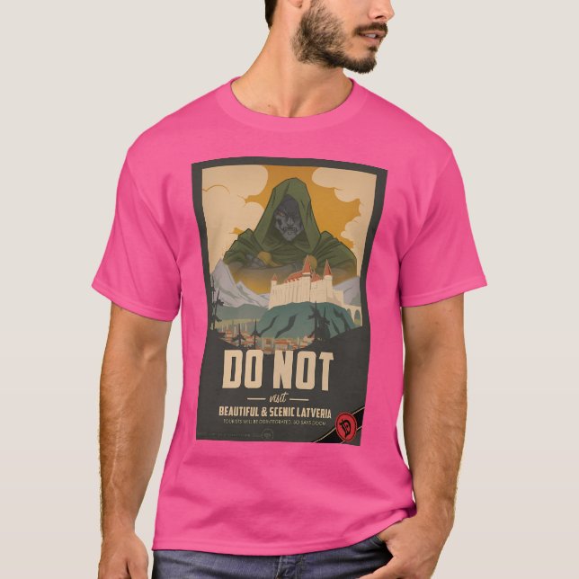 Dr. Doom Psa Travel Poster T-Shirt (Front)
