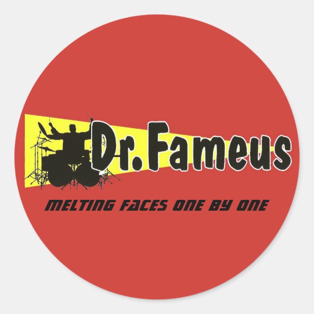 dr.fameus photoshoped plain, melting faces one ... classic round sticker (Front)