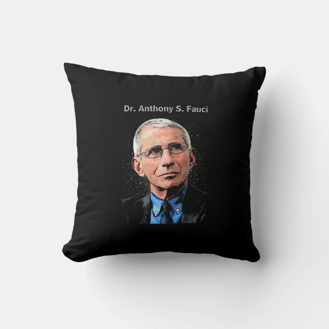 Dr. Fauci, black, 2-sided design, Cushion (Front)