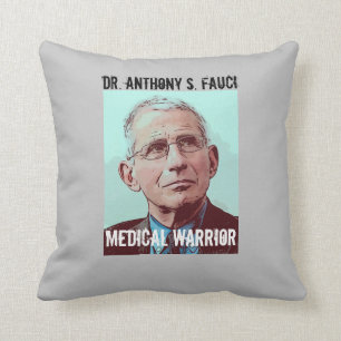 Dr. Fauci, Medical Warrior, gray Cushion