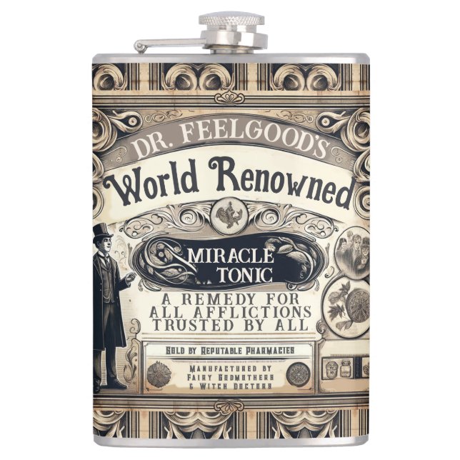 Dr FeelGood's Miracle Elixir Hip Flask (Front)