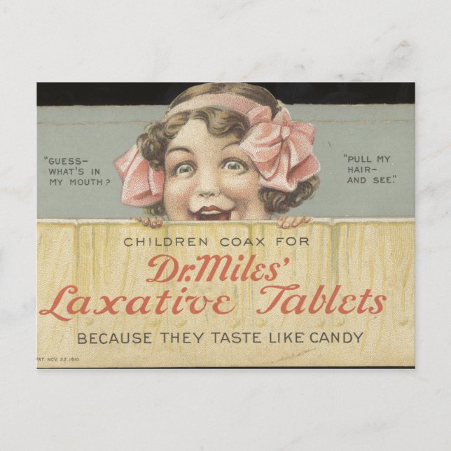 Dr. Miles Laxative Tablets Ephemera Postcard (Front)