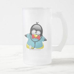 Dr Penguin Frosted Glass Beer Mug