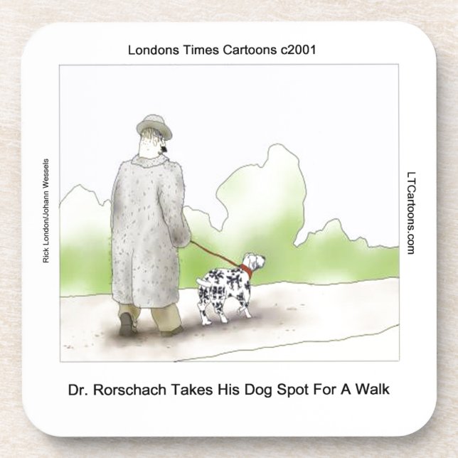 Dr Rorschach Takes Dog Spot 4 A Walk Funny Coaster (Front)
