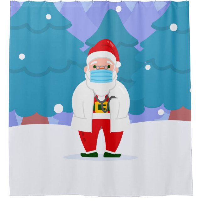 dr santa claus covid christmas face mask doctor shower curtain (Front)