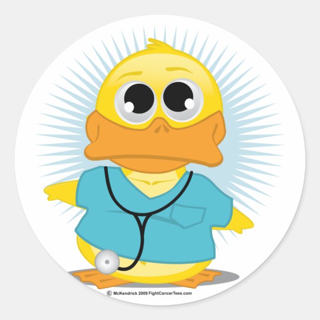 Dr Scrubs Duck Classic Round Sticker (Front)
