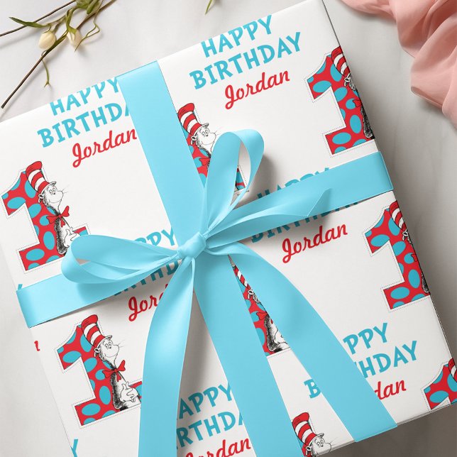 Dr. Seuss | Cat in the Hat 1st Birthday Wrapping Paper (Wrapped gift)