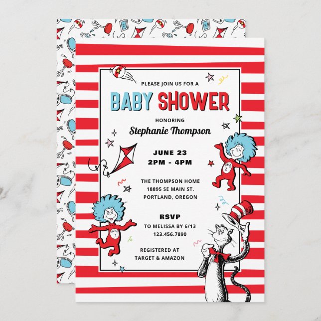 Dr. Seuss - Cat in the Hat | Baby Shower Invitation (Front/Back)