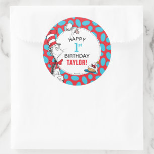 Dr. Seuss Cat in the Hat Birthday Classic Round Sticker