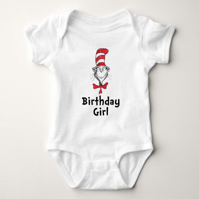 Dr. Seuss Cat in the Hat Birthday Girl Baby Bodysuit (Front)