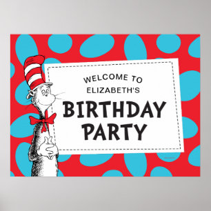 Dr. Seuss Cat in the Hat Birthday Party Poster
