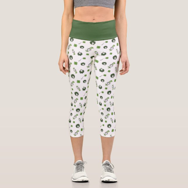 Dr. Seuss | Cat in the Hat Clover Pattern Capri Leggings (Front)