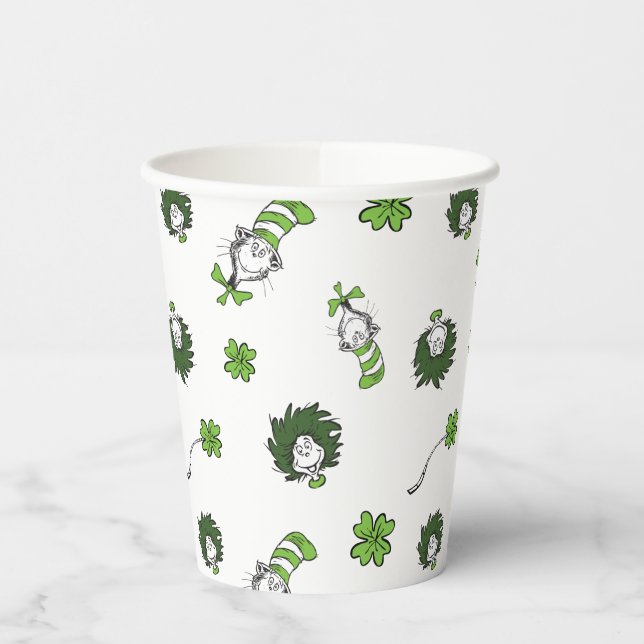 Dr. Seuss | Cat in the Hat Clover Pattern Paper Cups (Left)