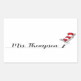 Dr. Seuss   Cat in the Hat Icon Custom Name Rectangular Sticker