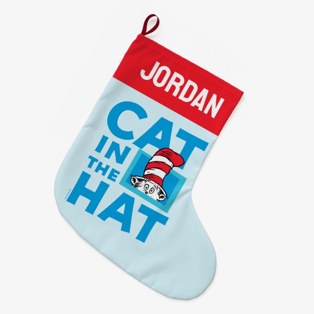 Dr. Seuss | Cat in the Hat Logo Large Christmas Stocking (Front (Hanging))