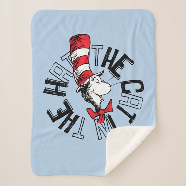 Dr. Seuss | Cat in the Hat Round Art Sherpa Blanket (Front)