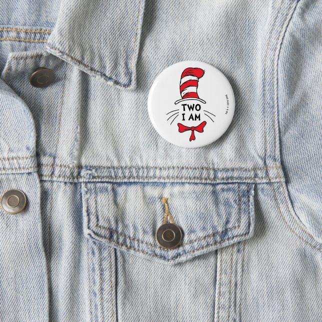 Dr. Seuss | Cat in the Hat - Two I Am Birthday 6 Cm Round Badge (In Situ)