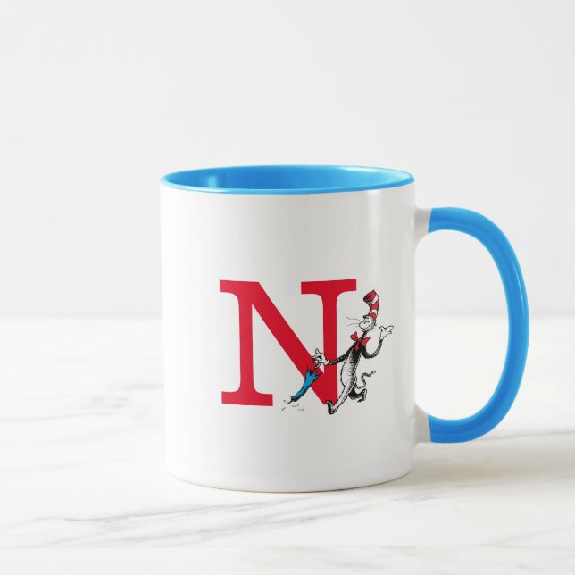 Dr. Seuss Cat in the Hat Umbrella Walk Monogram N Mug (Right)