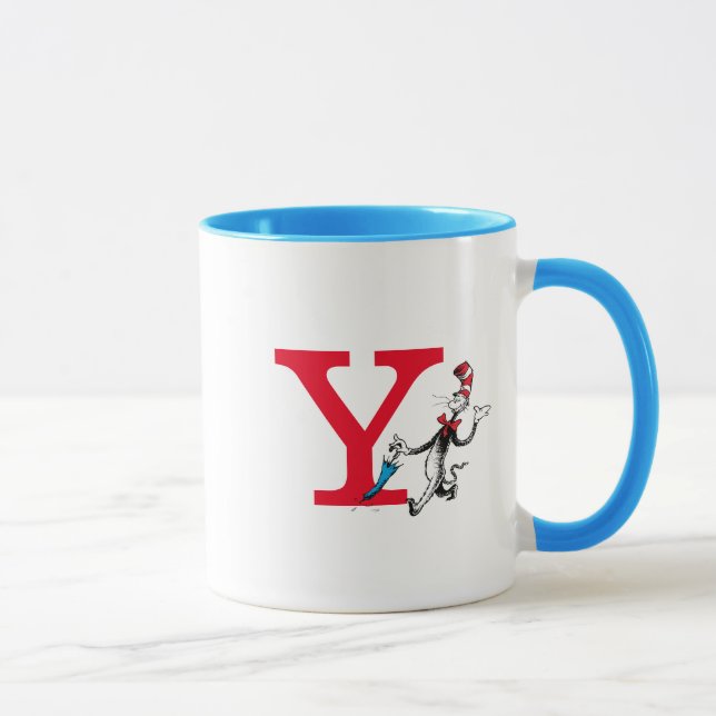 Dr. Seuss Cat in the Hat Umbrella Walk Monogram Y Mug (Right)