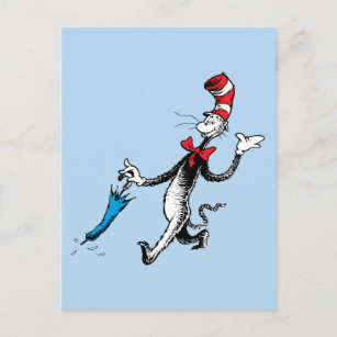 Dr. Seuss   Cat in the Hat Umbrella Walk Postcard