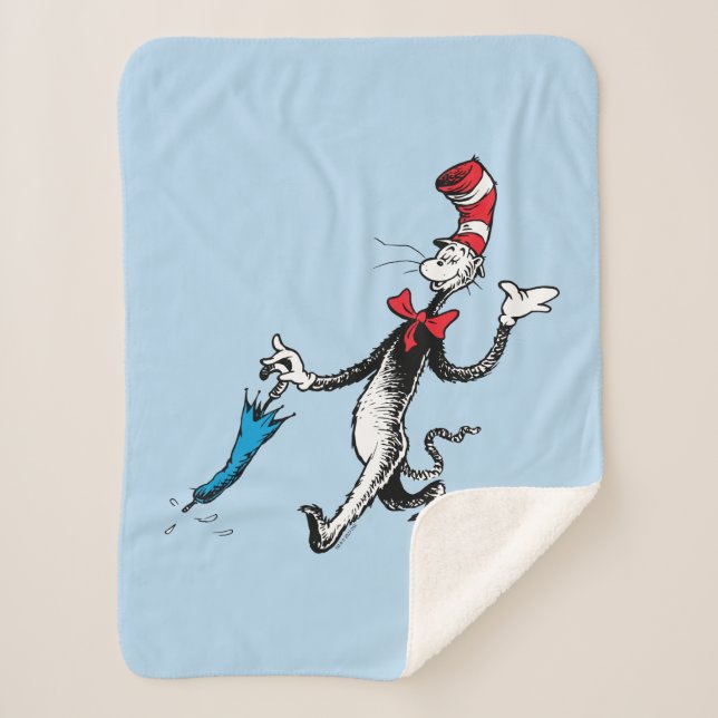 Dr. Seuss | Cat in the Hat Umbrella Walk Sherpa Blanket (Front)