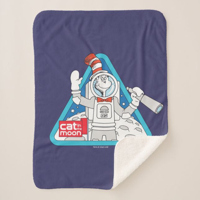 Dr. Seuss | Cat in the Moon Outer Space Graphic Sherpa Blanket (Front)