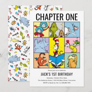 Dr. Seuss Chapter One Birthday Character Collage Invitation