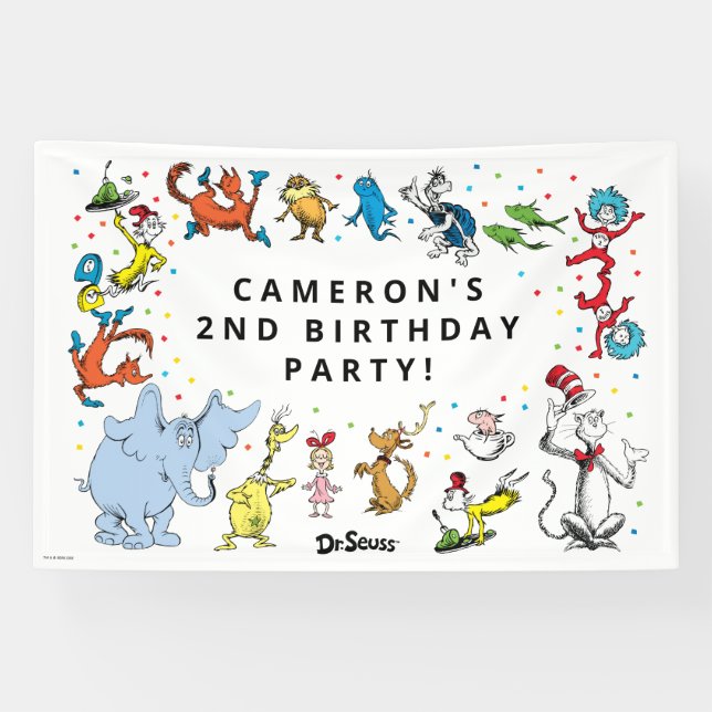 Dr. Seuss Character Confetti | Kids Birthday Banner (Horizontal)