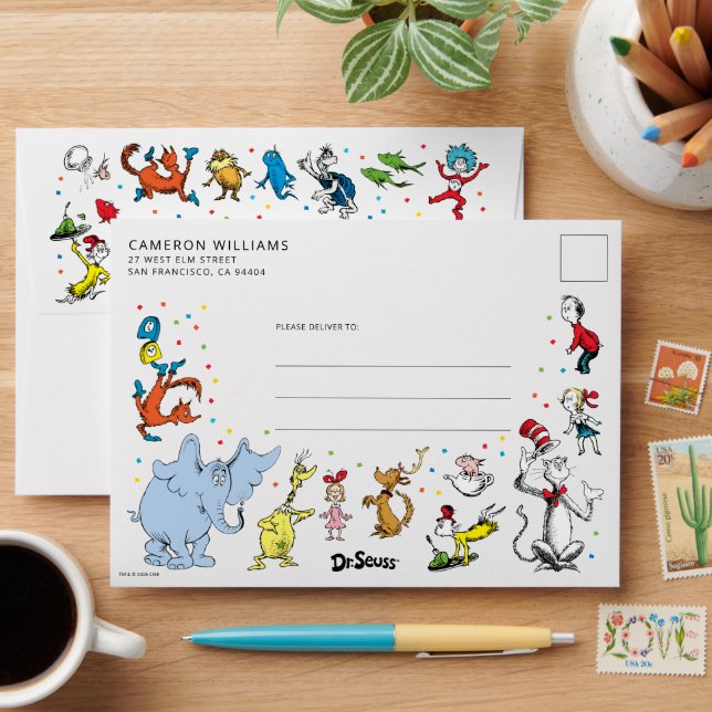 Dr. Seuss Character Confetti | Kids Birthday Envelope (Desk)