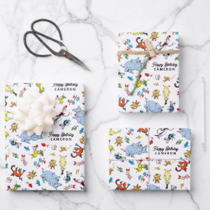 Dr. Seuss Character Confetti   Kids Birthday Wrapping Paper Sheet