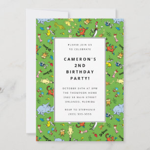Dr. Seuss Character Pattern   Kids Birthday Invitation