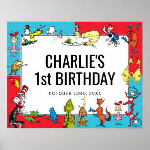 Dr. Seuss - Characters   Kids Birthday Poster