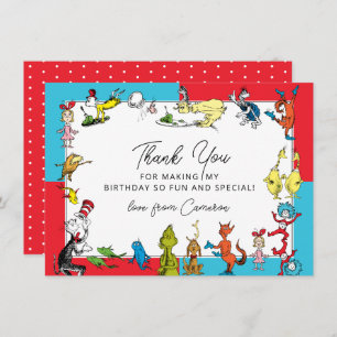 Dr. Seuss - Characters   Kids Birthday Thank You Card