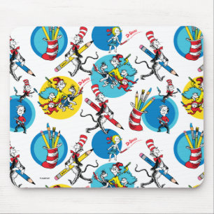 Dr. Seuss   Characters With Pencils Pattern Mouse Pad