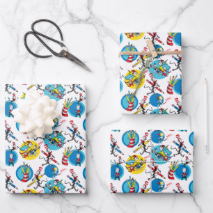 Dr. Seuss   Characters With Pencils Pattern Wrapping Paper Sheet