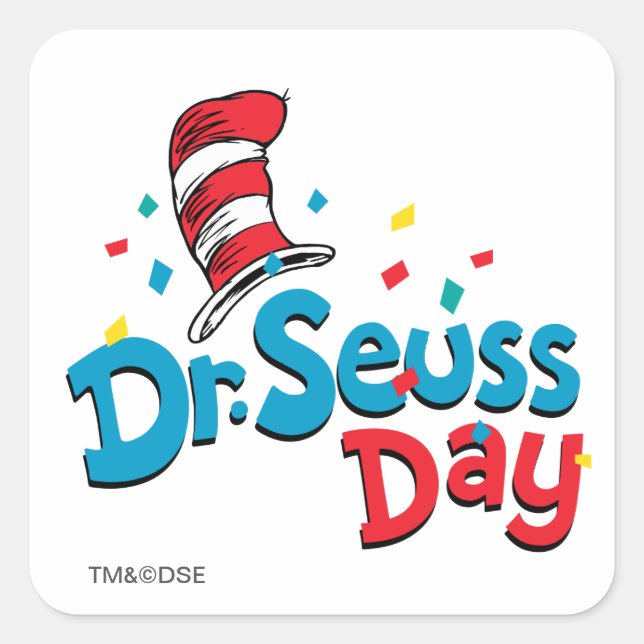 Dr. Seuss Day | Confetti Square Sticker (Front)