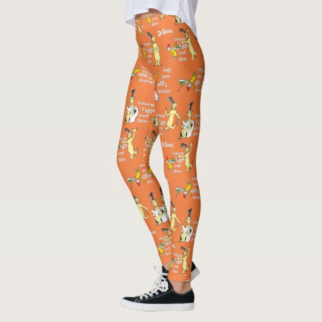 Dr. Seuss Green Eggs and Ham Character Pattern Leggings (Left)