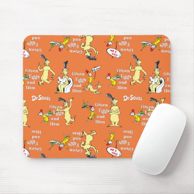 Dr. Seuss Green Eggs and Ham Character Pattern Mouse Pad (With Mouse)