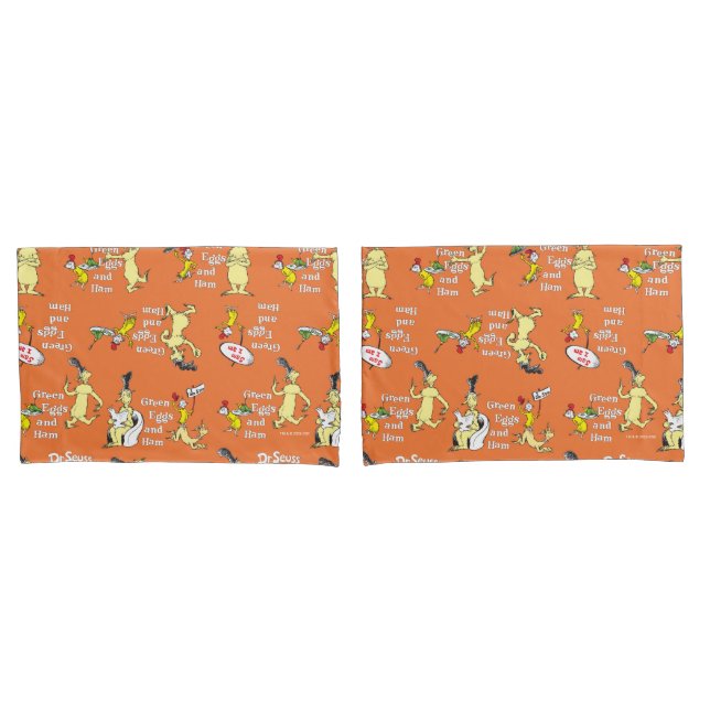 Dr. Seuss Green Eggs and Ham Character Pattern Pillowcase (Front-Set)