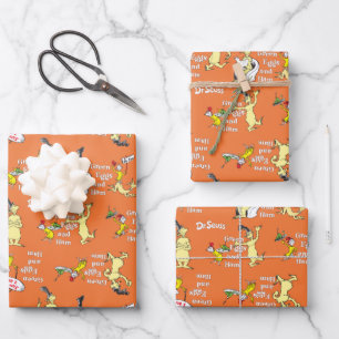 Dr. Seuss Green Eggs and Ham Character Pattern Wrapping Paper Sheet