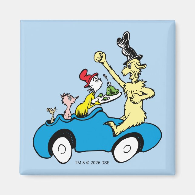 Dr. Seuss Green Eggs and Ham Characters in Car Magnet (Front)