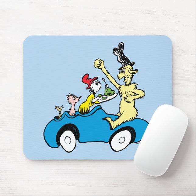 Dr. Seuss Green Eggs and Ham Characters in Car Mouse Pad (With Mouse)