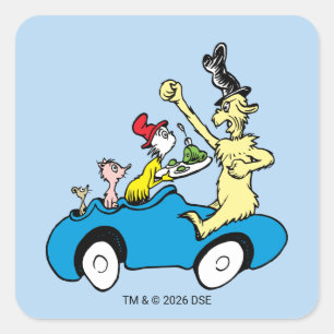 Dr. Seuss Green Eggs and Ham Characters in Car Square Sticker