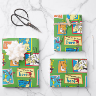 Dr. Seuss Green Eggs and Ham Story Quotes Wrapping Paper Sheet