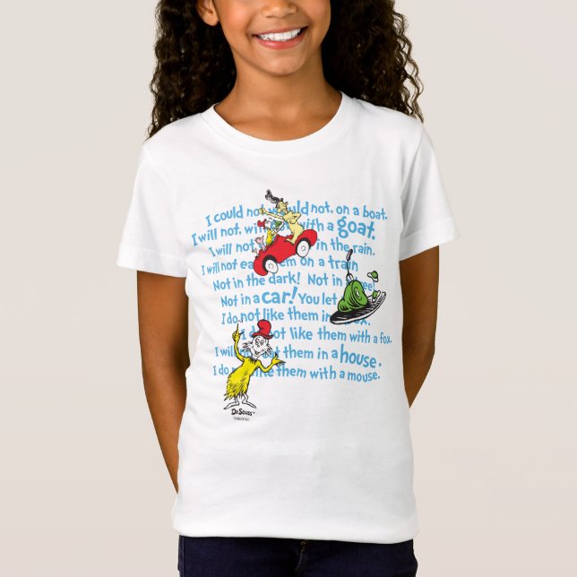 Dr. Seuss | Green Eggs And Ham Storybook Pattern T-Shirt (Front)