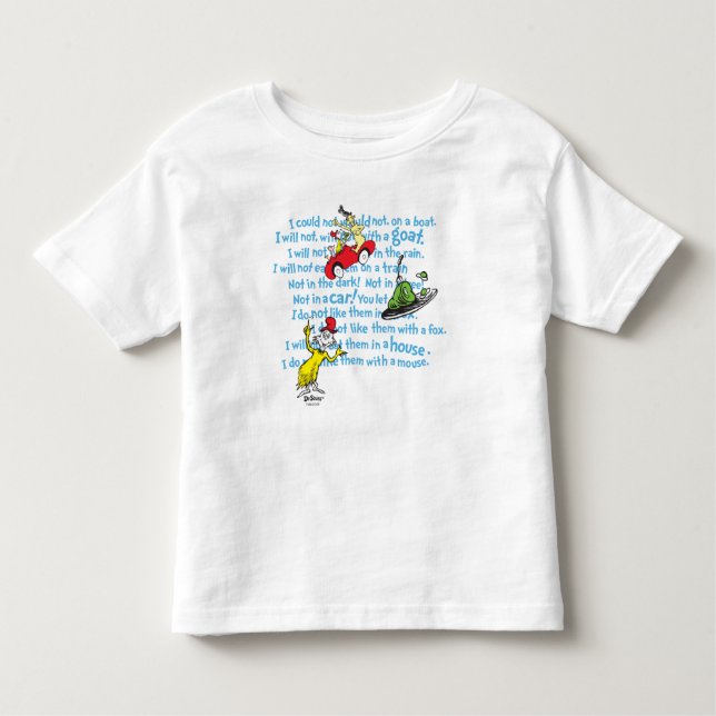 Dr. Seuss | Green Eggs And Ham Storybook Pattern Toddler T-Shirt (Front)