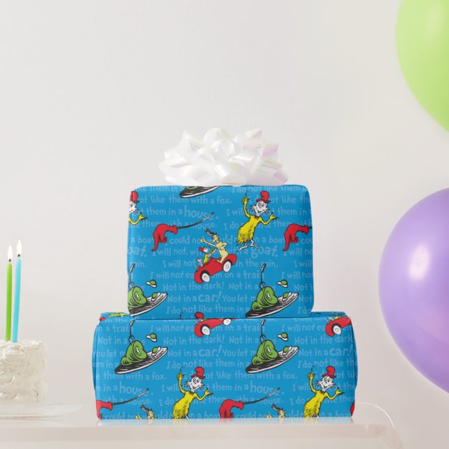 Dr. Seuss | Green Eggs And Ham Storybook Pattern Wrapping Paper (Party Gifts)