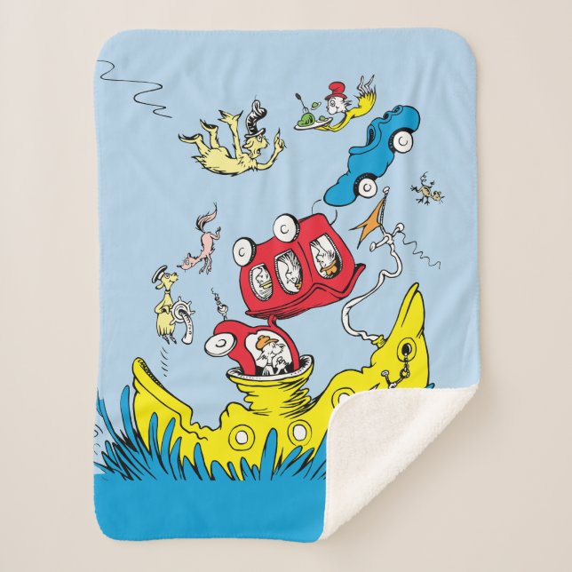 Dr. Seuss | Green Eggs & Ham Scene Sherpa Blanket (Front)