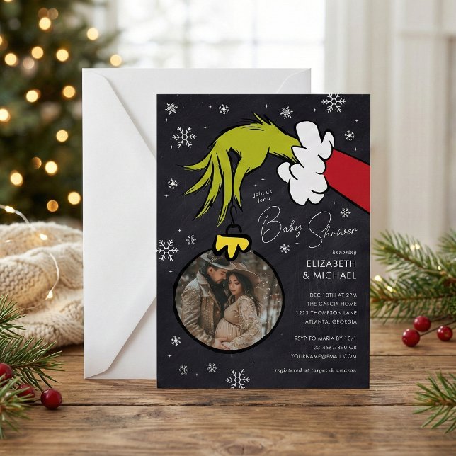 Dr. Seuss | Grinch Chalkboard Baby Shower Invitation (Creator Uploaded)